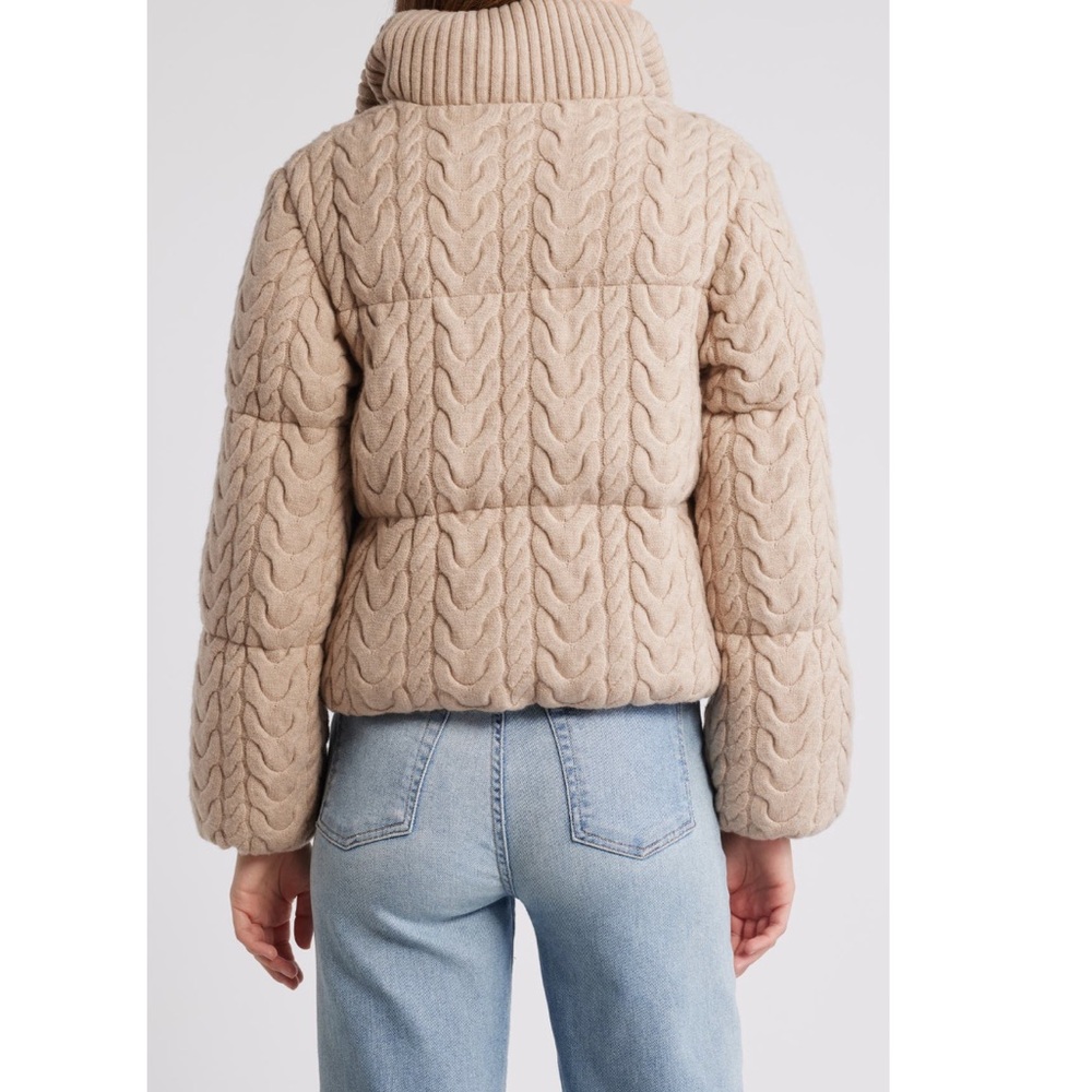 Varley Beige Cable Knit Puffer Jacket, size Large, NEW - Picture 3 of 16